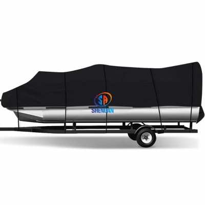 Boat Cover Trailerable Fishing Ski Bass Waterproof Pontoon Boat Cover Heavy Duty Waterproof 210D Oxford Fabric