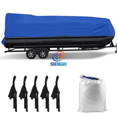 Waterproof Boat Cover Pontoon, Fit for Pontoon Boat 21ft 22ft 23ft 24ft, All Weather Dust Resistant Protection Heavy Duty Fabric