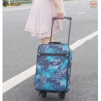 colorful printing oxford double trolley system portable and foldable trolley bag