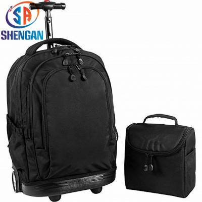 420D printed logo zipper front pocket single trolley bag for traveling travel bag with wheel